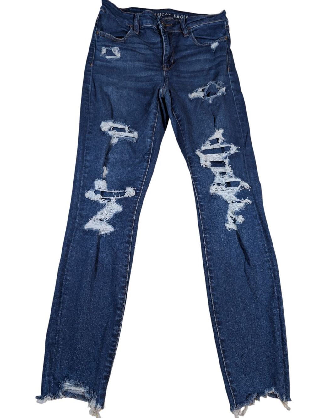 American Eagle Next Level Stretch Skinny Ripped Distressed Light Jean Size 8 Reg